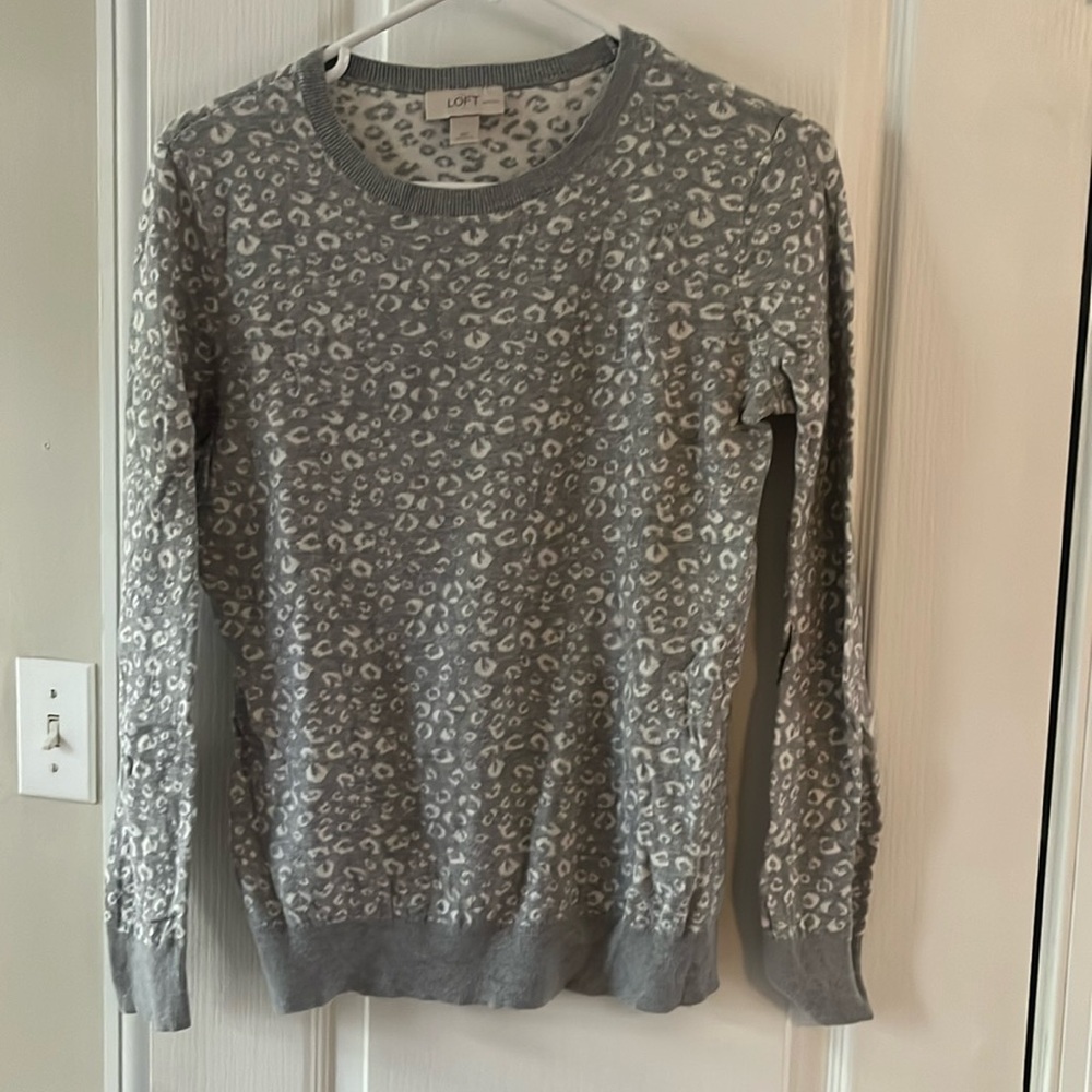 100% Cotton gray cheetah print sweater